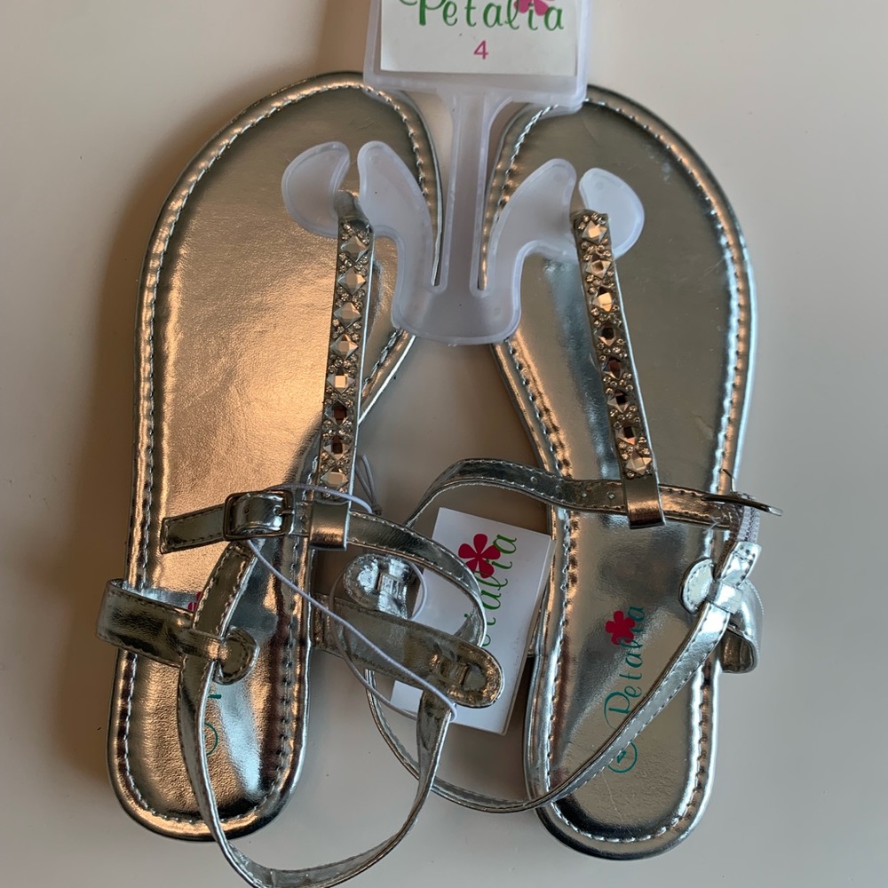 Silver Petalia Girls Sandals Size 4